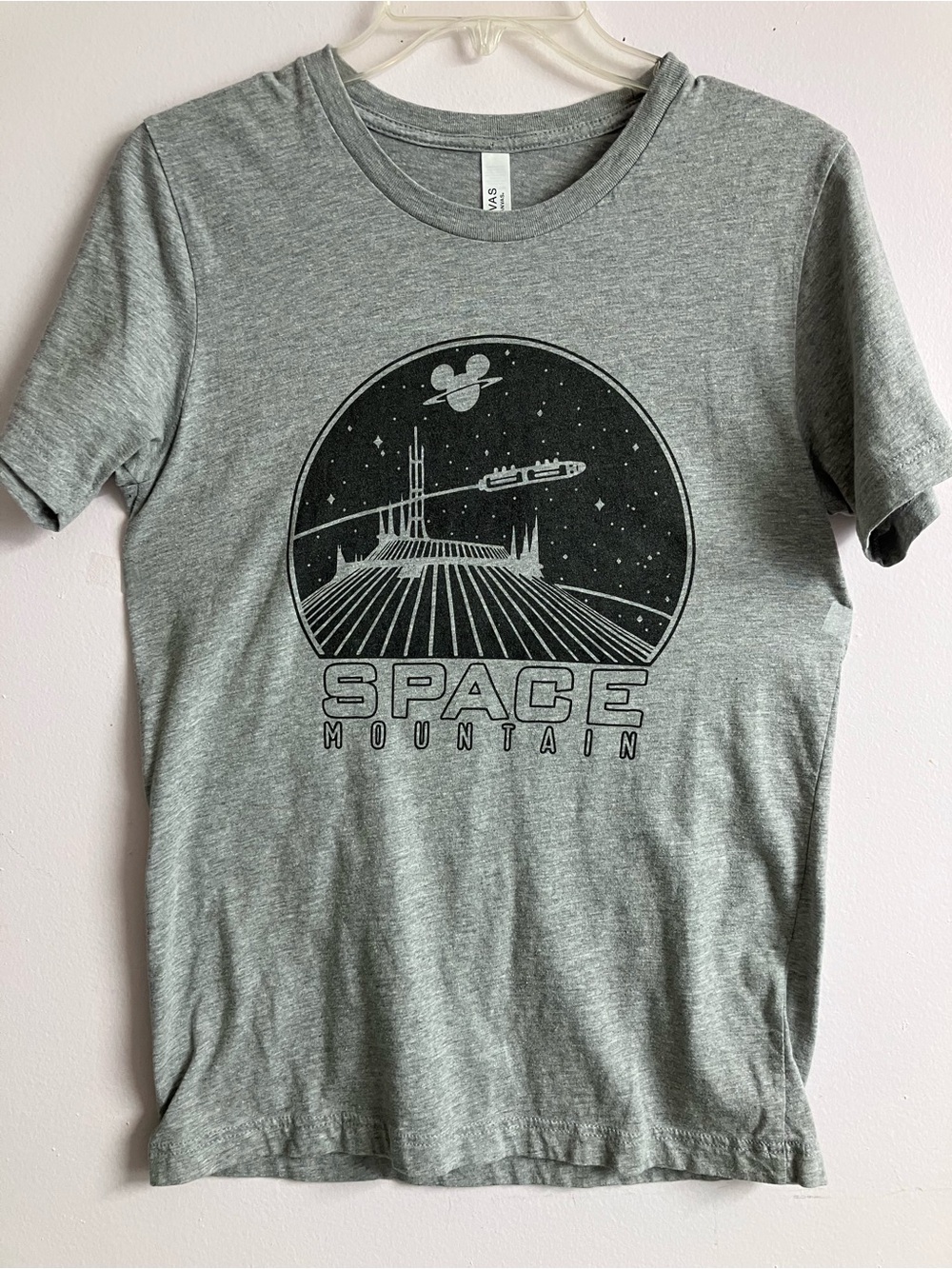 Disney Space Mountain T Shirt, Men’s Small, Grey, Short Sleeves